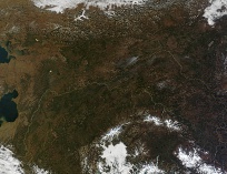 Снежные вершины и осенняя раскраска на Аляске, 20 сентября 2010