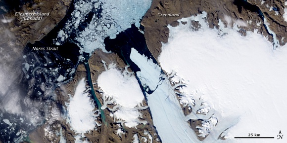 Ice Island calves off Petermann Glacier, 5 августа 2010